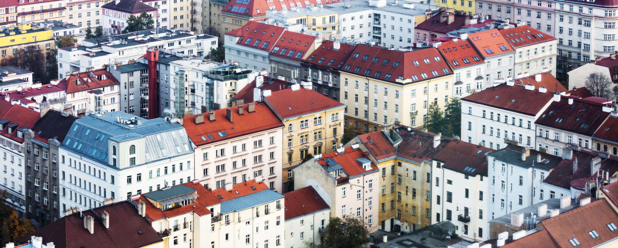 Prague traditional red roofs. Prague city, Czech republic